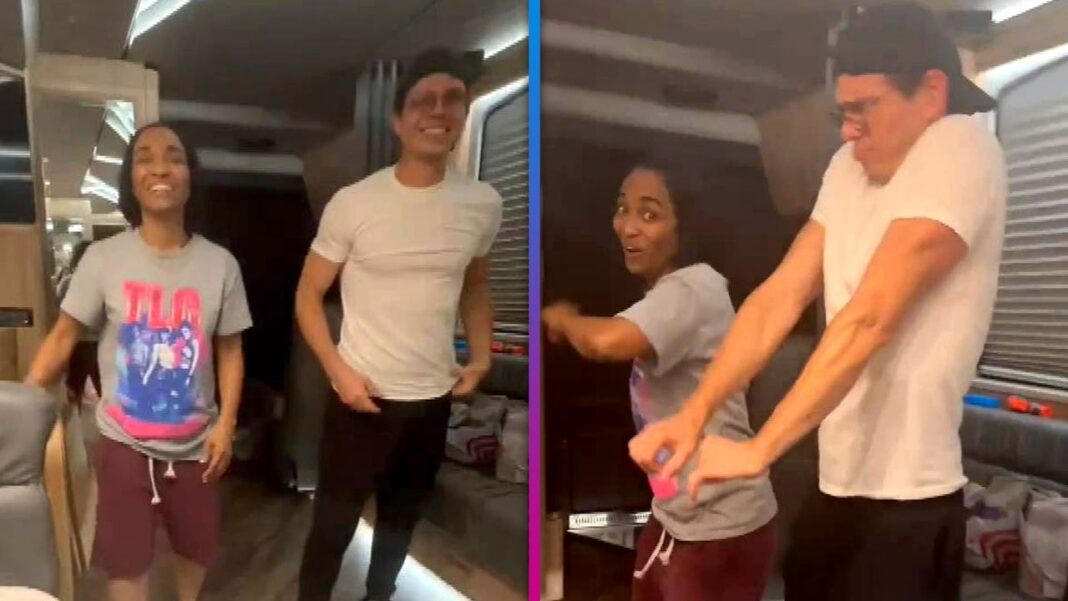 Chilli Gives Matthew Lawrence a Dance Tutorial on TLC Tour Bus