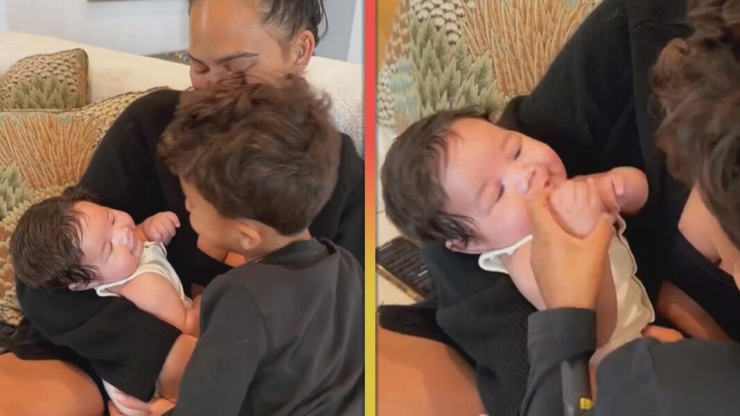 Chrissy Teigen and John Legend's Eldest Son Miles Sweetly Sings to Newborn Brother Wren