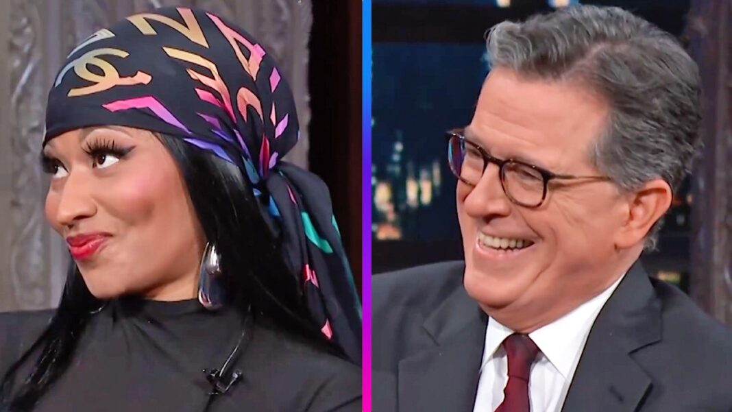 Stephen Colbert Warns Nicki Minaj About His Wife in Playful Rap Battle
