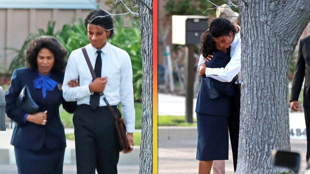 Jaafar Jackson Holds Nia Long Tightly While Filming On Set