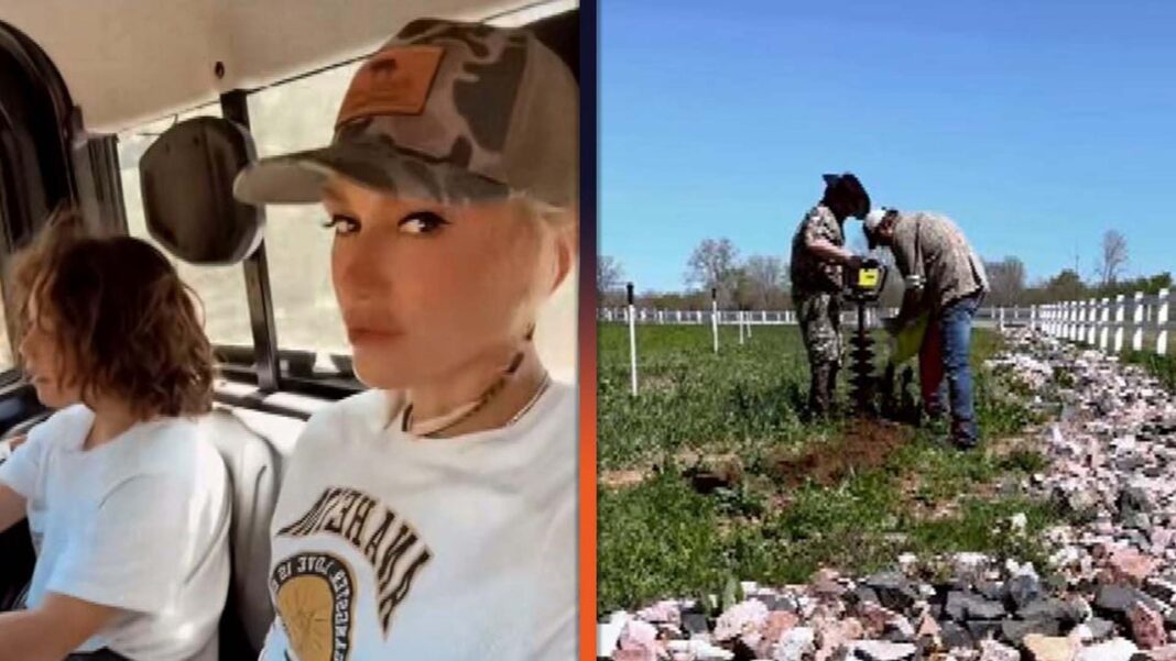 Gwen Stefani and Son Apollo Assist Blake Shelton With Farm Work